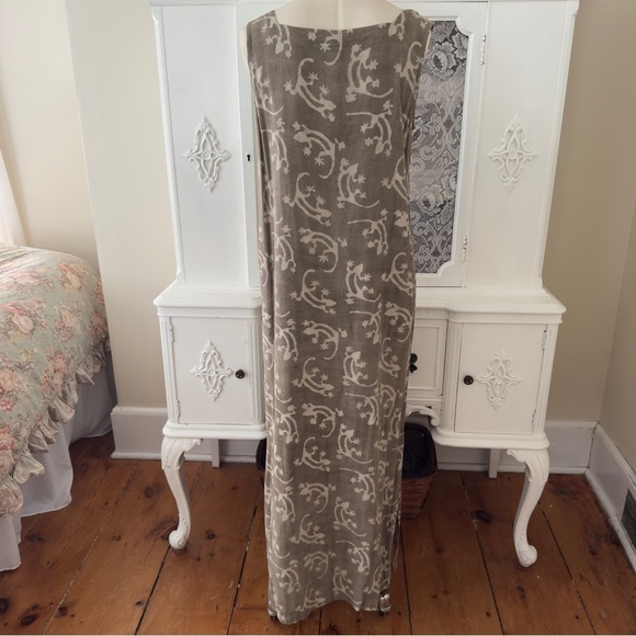 Vintage NWT Peppermint Bay Hand Blocked Lizard Print Maxi Dress - Picture 8 of 11